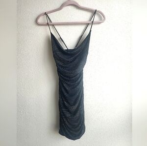 Speechless Black and Silver Strappy Mini Dress, Size Small,